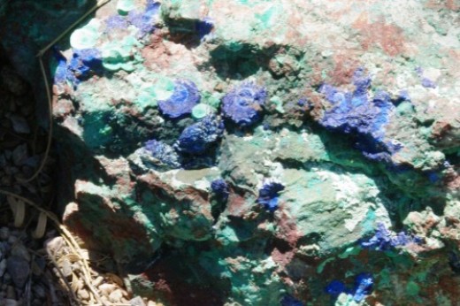 Malachite (green) and Azurite (blue) from an Arizona mine, possibly the Bisbee mine.