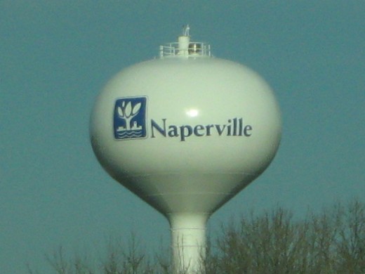 Naperville Water Tower with city's logo