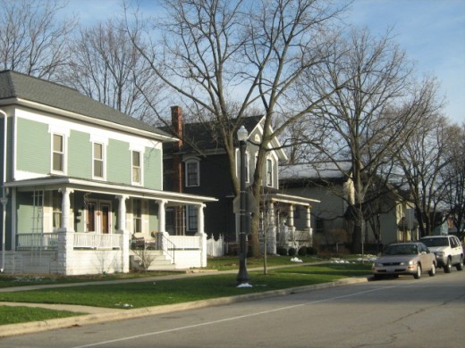 Houses on a block of the historic part of Naperville