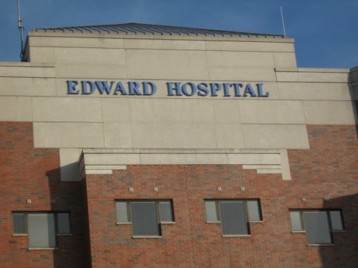 Naperville's Edward Hospital at the south end of the downtown area