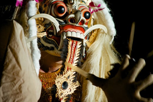 Rangda is often represented in costumes during ritual dances that symbolize the battle of good vs. evil. 