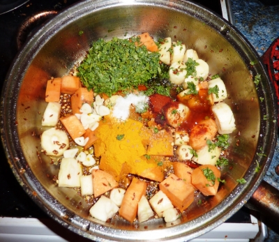 Add more Spices and Methi Leaves