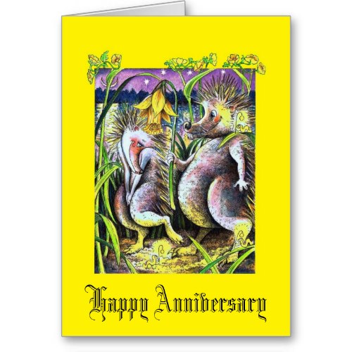 Whether it is a Golden Wedding Anniversary or not, this gold Hedgehog Happy Anniversary Card is different, cute and highly original. Plus you can customize most of our products. 