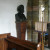 Close up of the front pew and the bust of Tennyson.
