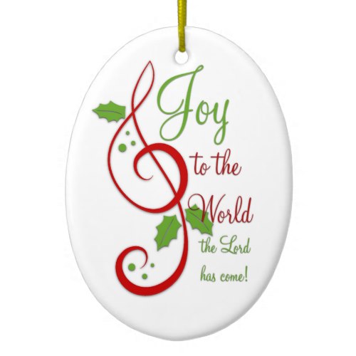 This lovely Joy to the World music Christmas ornament comes in three different shapes.