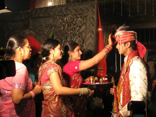 Hindu wedding ritual in progress