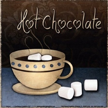 This homely Hot Chocolate poster with earthy chocolate through to slate tones would suit a room with neutral tones