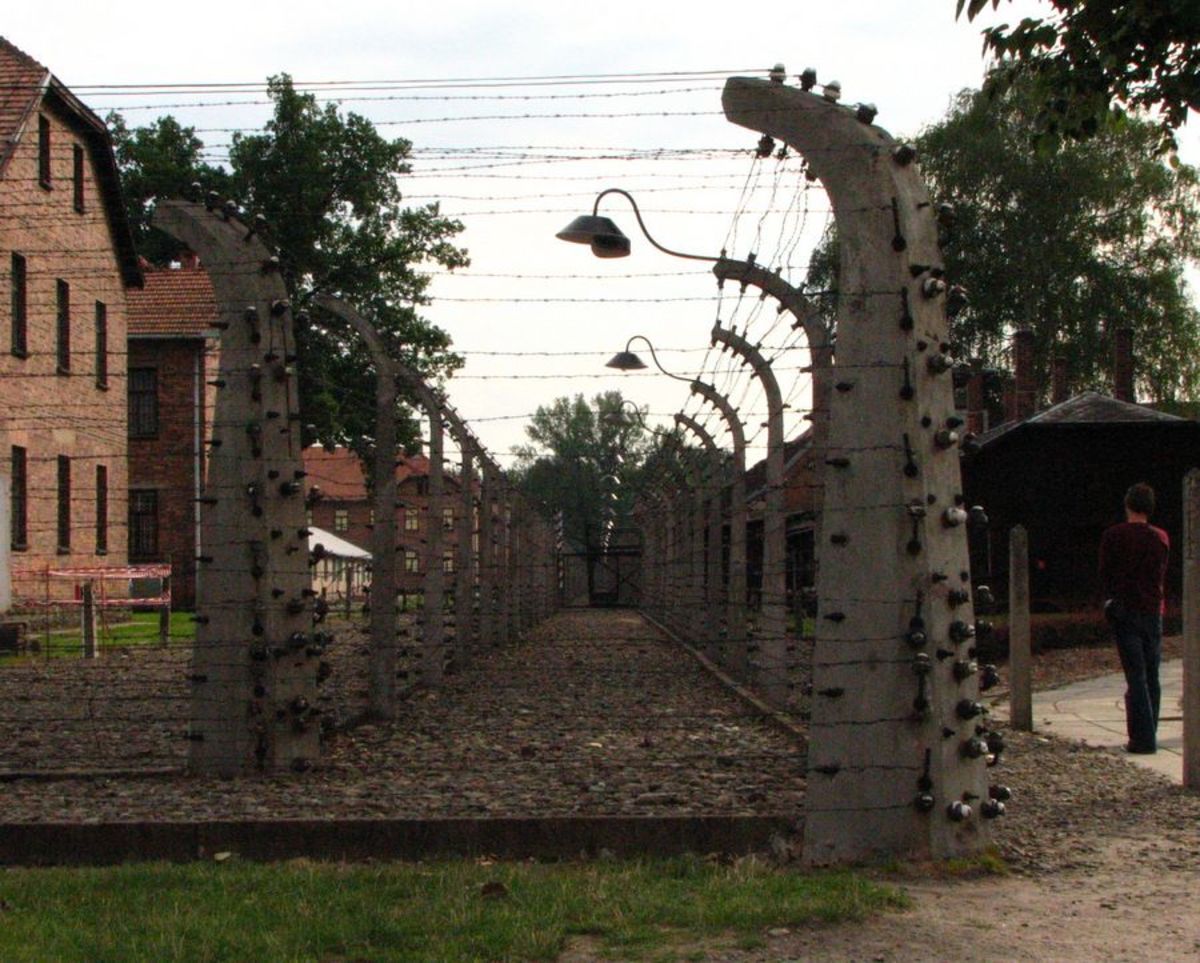 Auschwitz I concentration camp, near Krakow.  Double enclosure.  
