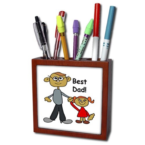 Father Designs - Best Dad Tile Pen Holder