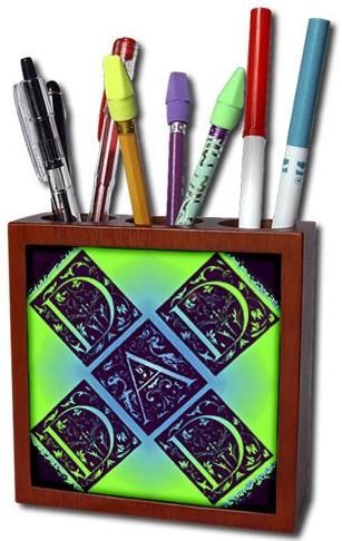 Dad Fancy Text Pattern Tile Pen Holder