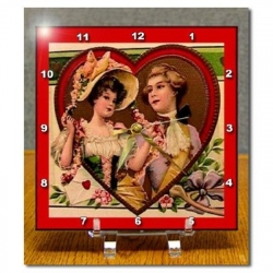 Victorian Couple in Heart Desk Clock