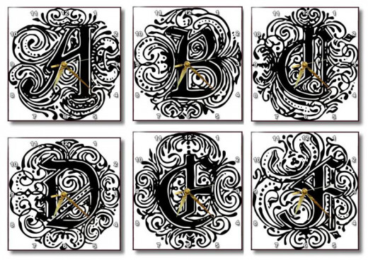 Fancy Letter A to Z Monarchia Wall Clocks on Amazon