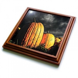 Pumpkin Patch at Night Painting Style Trivet