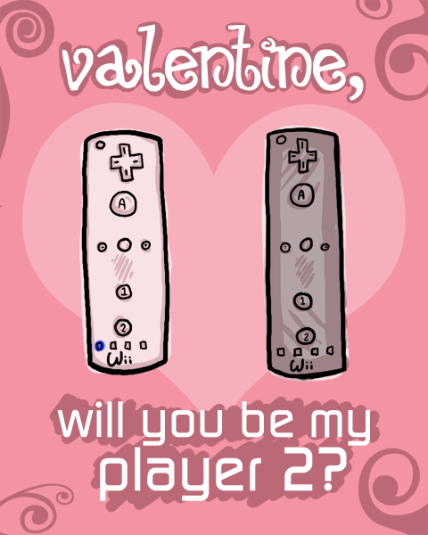 So cute! A pair of Wii remotes: Will you be my Player 2? The couple that plays together stays together.