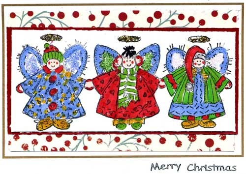Holiday Card with Embossed Angels