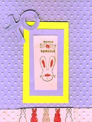 Easter Card with Stamped Bunny and Embossed Background
