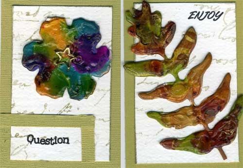 ATC With Fall Leaves Made with Drunken Scotch Technique