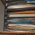 Scraps are sorted by colors and hang in vertical file Scraps are sorted by colors and hang in vertical file