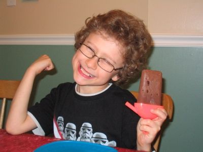 Delighted boy with fudgsicle