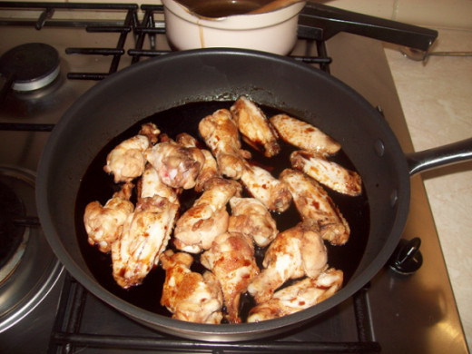 Refry the wings with the Soy Sauce