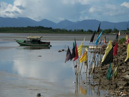 Mudflats and prayer flags