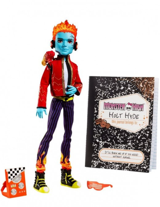 Holt High is A Rocking DJ And He's Also The Alter Ego Of Jackson Jekyll.  You remember the story of Dr. Jekyll and Mr. Hyde, well, here's Monster High's version.  The image is from Amazon and you can buy the Holt Hyde doll on this page.