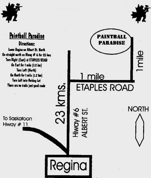 Map of how to get to Paintball Paradise
