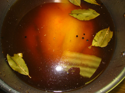 After adding the brine mixture, I added cold water to make sure the turkey was covered.