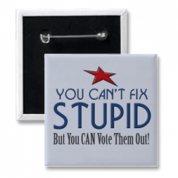 Humorous political button - you can't fix stupid