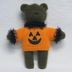 Halloween Knit Boo Bear with Pumpkin Sweater