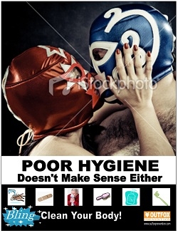 OUTFOX Prevention Poster Two Wrestlers Kissing