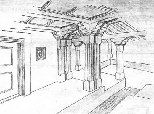 Fig.4 A sketch showing the interior View of a court yard house in Jaffna, Sri Lanka. 