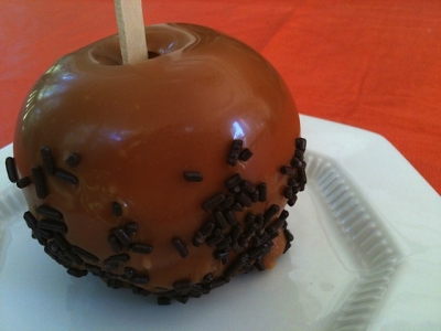 Picture Perfect Caramel Apple rolled in Chocolate Sprinkles