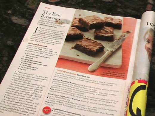 The magazine page. Note the stains on the page; my two year old grandson "helped" me make this recipe on his birthday.